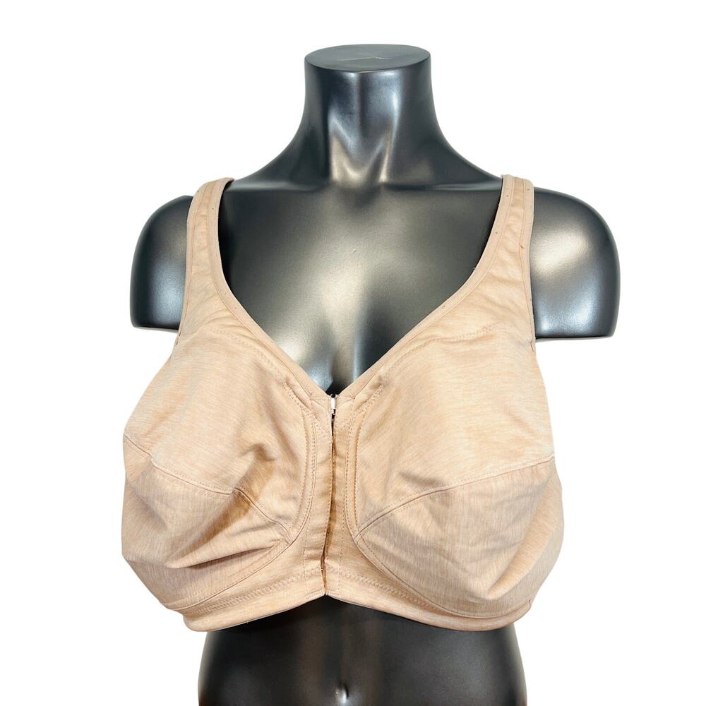 Glamorise Bra 48D Front Closure Side Support Beige 1264